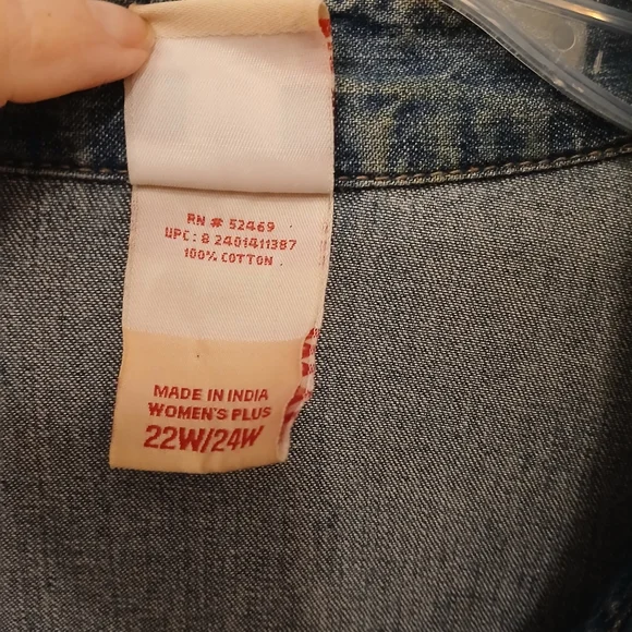 Vintage Faded Glory Denim Blouse Shirt Top Women's Size 22/24W - Picture 3 of 8